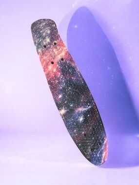 Meketec 22 Inch Mini Cruiser Skateboard Galaxy Plastic Retro Complete Beginner
